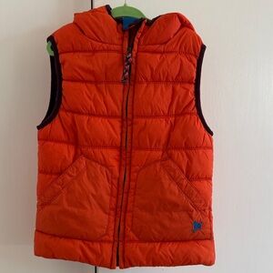 Mini Boden Orange Quilted Hooded Puffer Vest